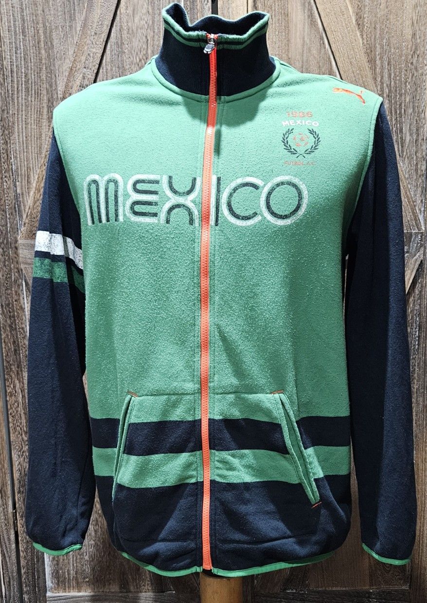 Puma Green Mexico Football Federation Zip Front Kicker Track Jacket Men's NWT XL