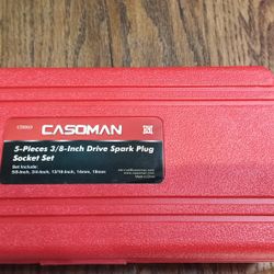 CASOMAN 5-Piece 3/8-Inch Drive Spark Plug Socket Set (CS053).