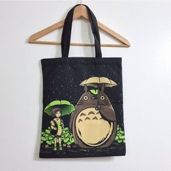 My Neighbor Totoro Black Canvas Tote Bag ,NEW