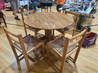 Solid Wood Dropleaf Table & 4 Chairs Dining Set