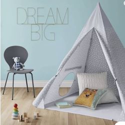 Kids Grey Stars Play Tent TeePee with Carry Case - Pillowfort  New