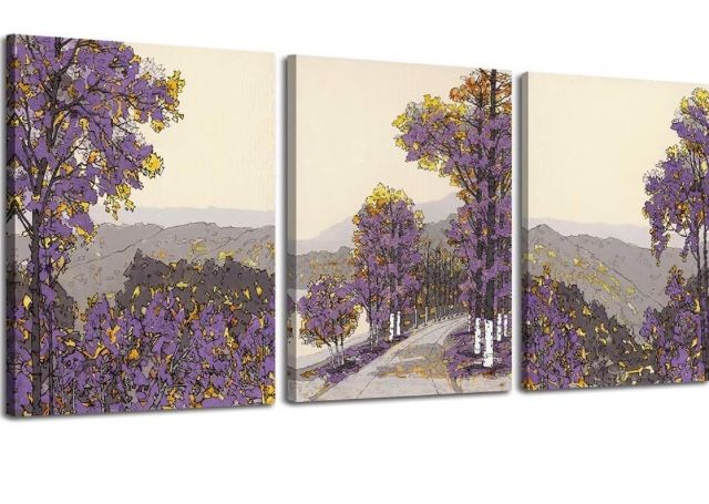 LKY ART Wall Decorations For Living Room Birch Trees Picture Painting,Modern Nature Artwork Plants Wall Decor Artwork on Canvas Branch 3 Panel Modern