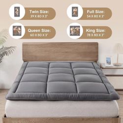 Japanese Futon Mattress 3" Grey Floor Mattress Tatami Mat Foldable & Portable for Kids and Adult,Twin Size 39"x 80"