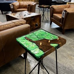 Green Shell Resin End Table 