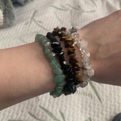 Healing Stone Bracelets Smoky Quartz, Tiger Eye, Green Aventurine, Black Obsidian 
