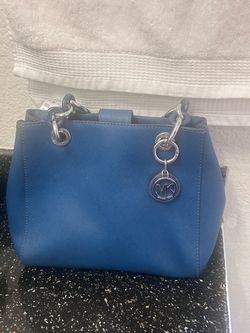 Michael Kors Blue Saffiano Leather Mini Tote