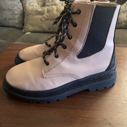 Combat Boots Pink Black Glitter Sole