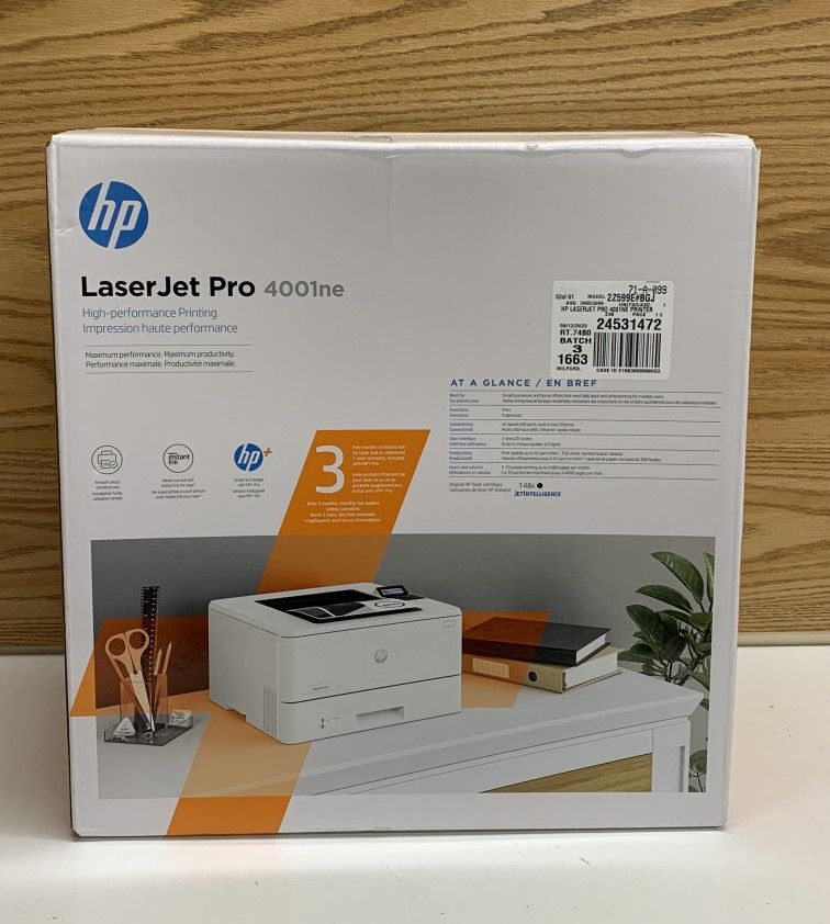 HP Laserjet Pro 4001ne Laser Printer with 3 Months Instant Ink