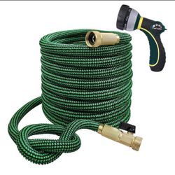 TheFitLife Flexible and Expandable Garden Hose 100FT - 13-Layer Latex Water Hose with Retractable Fabric, Solid Brass Fittings and Nozzle, Kink Fr
