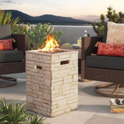 Outdoor Gas Fire Column Threshol: Columna de propano líquido de piedra apilable de 16" fogata marrón claro 30.000 BTU