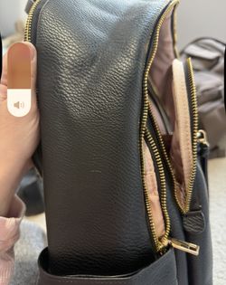 Poppy and peonies detour backpack in black vegan leather