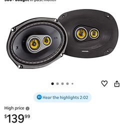 Kicker CS Series 150 Watt 6 x 9 Inch Car Audio Coaxial Speaker Pair, Black