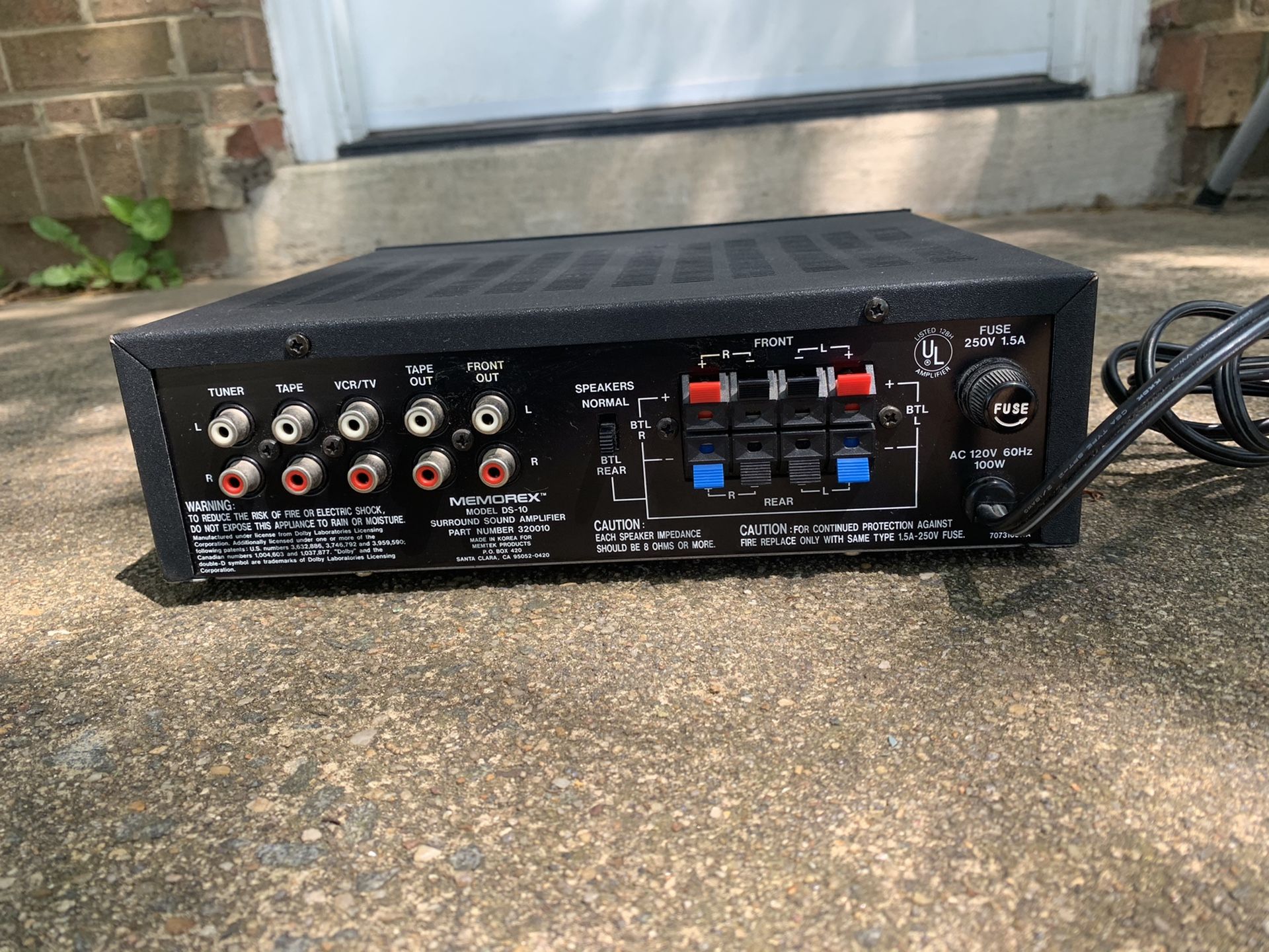 MEMOREX Model DS-10 Surround Sound Amplifier.