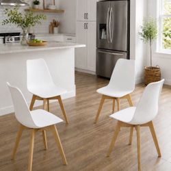 Modern White Dining Chairs - Set of 4