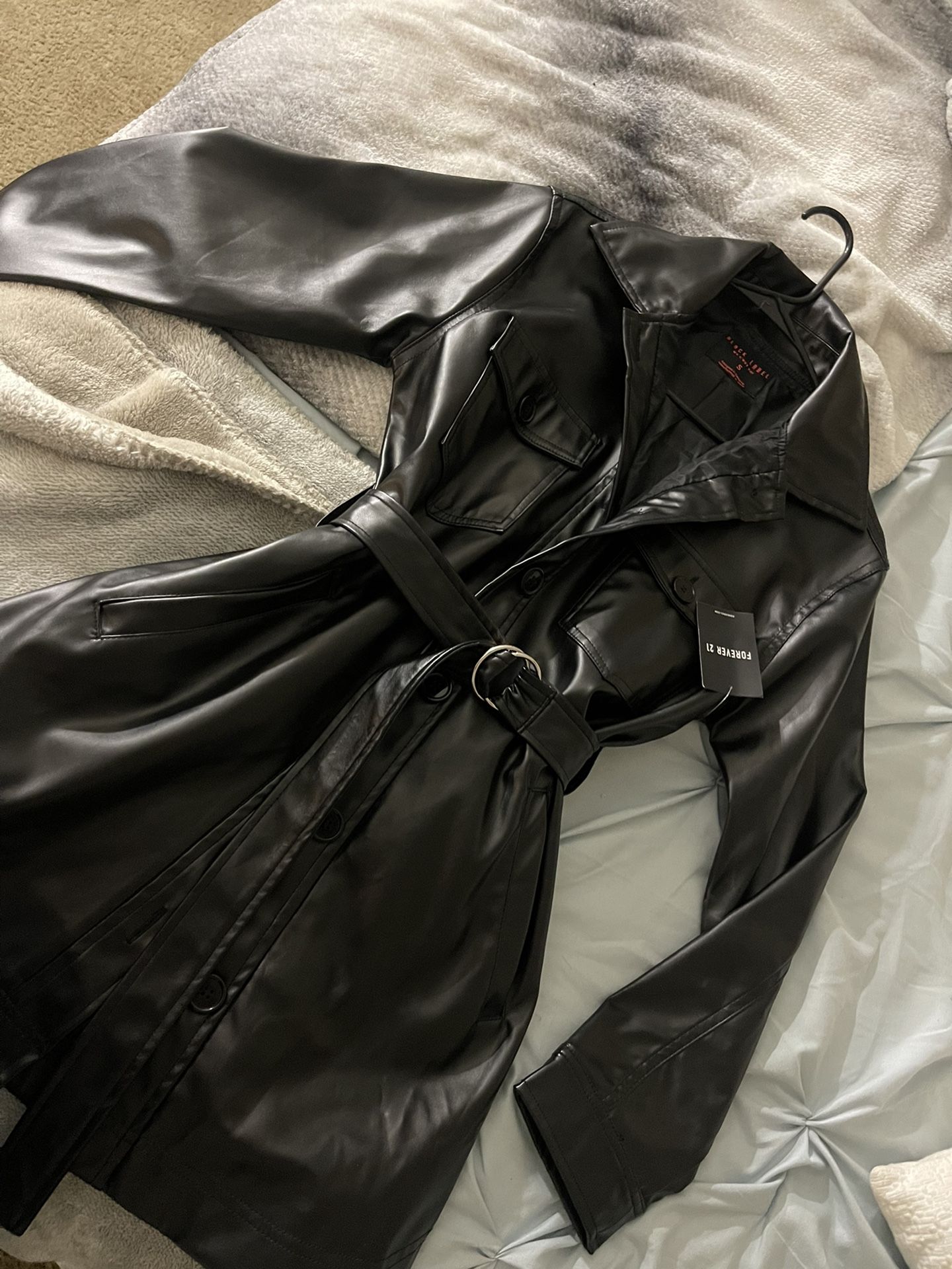 BRAND NEW LEATHER FOREVER 21 COAT