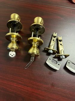 2 Brass Door Knob Lock Sets – With Keys