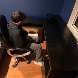 L Desk (Like New) – Storage + Drawer – Must Go