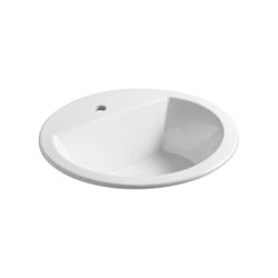 Kohler K-2714-1-0 Bryant Round Self-Rimming Bathroom Sink with Single-Hole Faucet Drilling, White, 1.375
