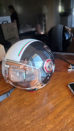 New Retro Open Face Helmet – Italian Stripe, DOT Certified, 2 items