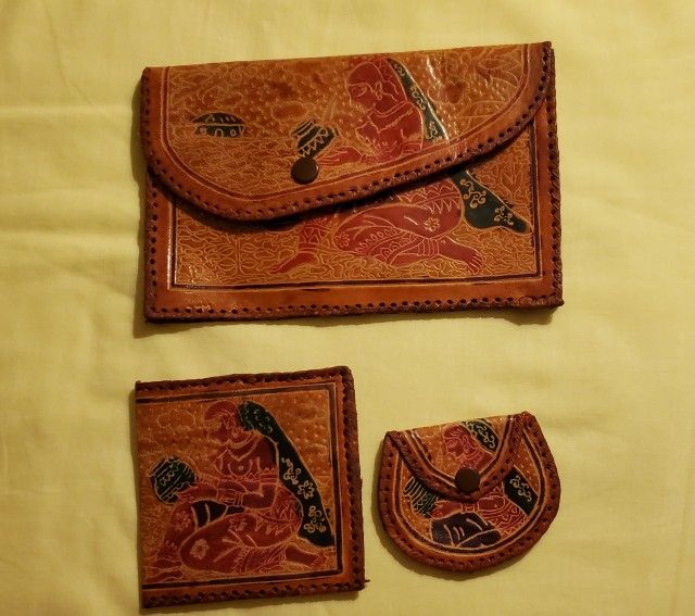 NEW Genuine Leather Purse Wallet Set