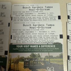 2 Busch Gardens Howl O Scream Tickets And 4 Front Of The Line Passes