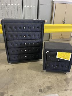 Black Velvet Chest And Nightstand 