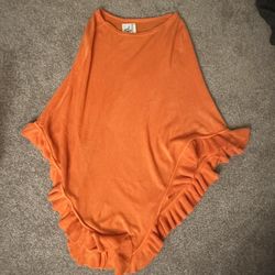 Orange Knit Poncho