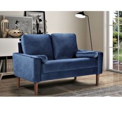 Yandel Velvet 51.6” Square Arm Loveseat - Dark Blue (New, Sealed Box)