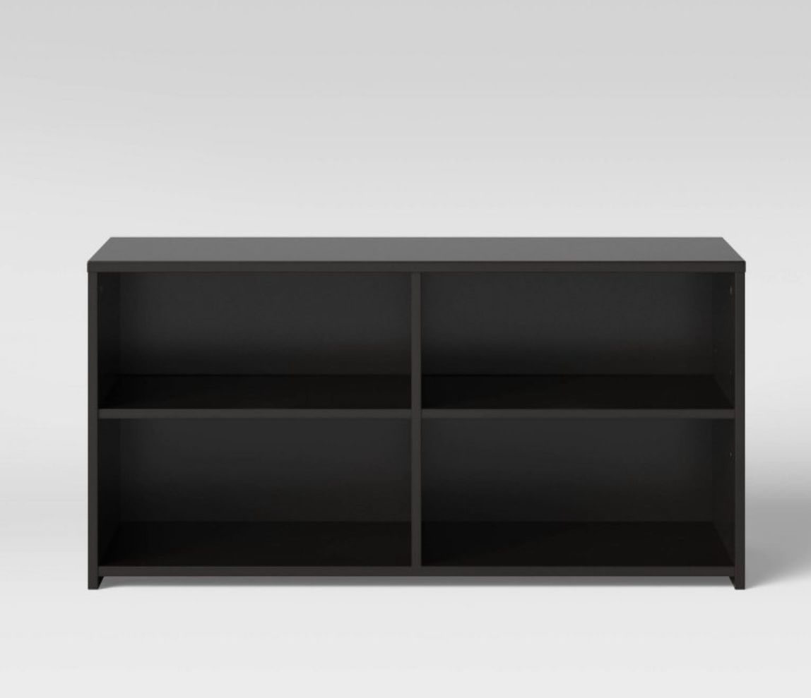 (1) Black 4 Compartment Storage TV Stand for TVs up to 43”