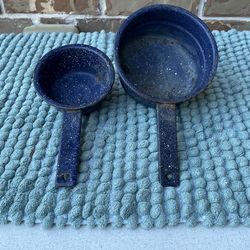 Vintage Metal Speckle Blue Decor Pots 