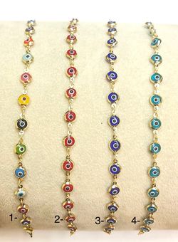 ASSORTED EVIL EYE BRACELETS FOR BABIES 14K REAL YELLOW GOLD.