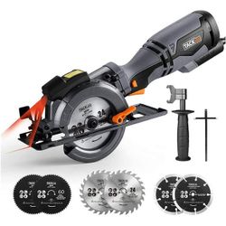 TACKLIFE 5.8A Corded Electric Circular Saw with 6 Saw Blades and Laser Guide, Max Cutting Depth 1-11/16'' (90°), 1-3/8'' (45°), Ideal for Wood, Soft M