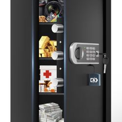 Steel Safe Box, 6.0 Cuft Home Safes with Fireproof Waterproof Bag, Digital Security Safes with Programmable Keypad Keys