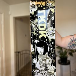 Rare Tokidoki Team Tattoo Girl Black / Gold 7 3/8 Skateboard Deck