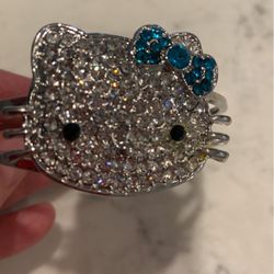 NEW Hello Kitty Bracelet With Rhinestones Gems And Turquoise Bow