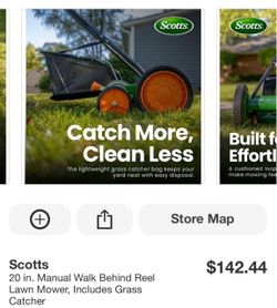 Scotts 20-Inch Manual Reel Lawn Mower with Grass Catcher