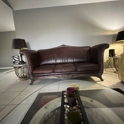  custom-made couch With Leather And mahogany wood