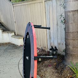 BCAN 48" Foldable Mini Trampoline, Rebounder Trampoline for Adults, U Shape Adjustable Foam Handle, Exercise Rebounder for Kids Adults Indoor Workout,