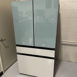 New Bespoke Glass Fridge White Blue 4 Door