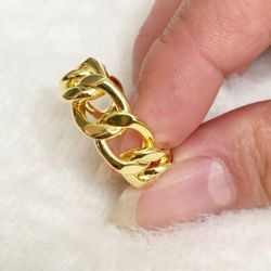 Adjustable Gold Plated Chunky Chain Ring_Women
