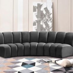 Infinity Velvet / Wood Grey 3pc. Modular Sectional

