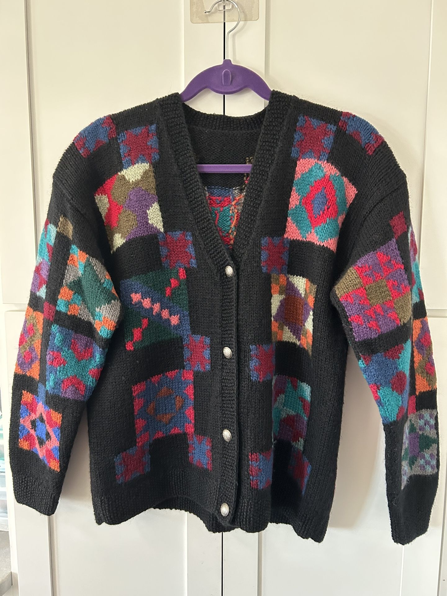VTG. LL Bean Cardigan Sweater Quilted Pattern Size M
