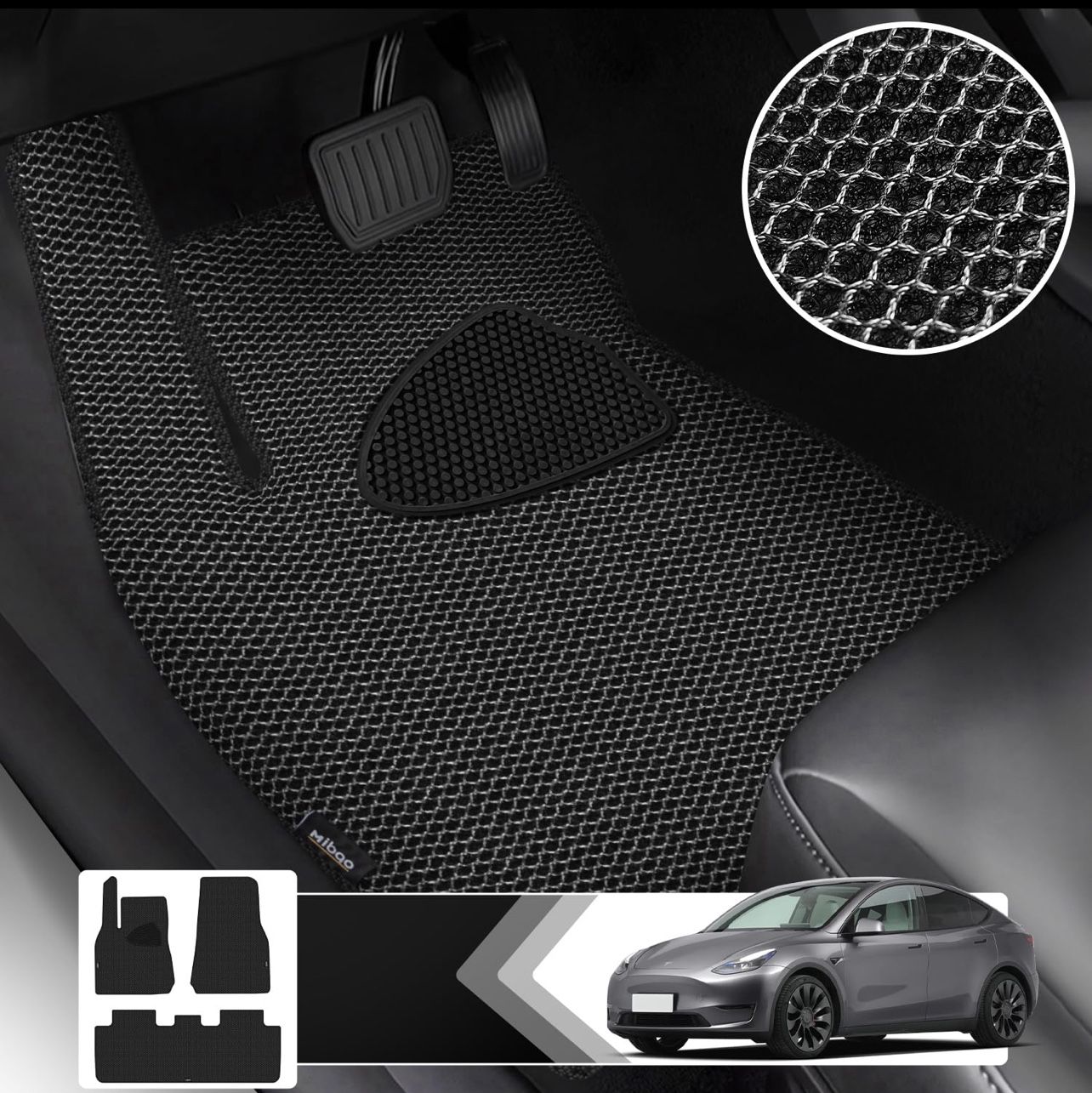 Mibao Floor Mats for Tesla Model Y Floor Mats, All-Weather Car Mats, Anti-Slip Waterproof Automotive Floor Mats, Car Carpet Floor Liner Accseeories Od