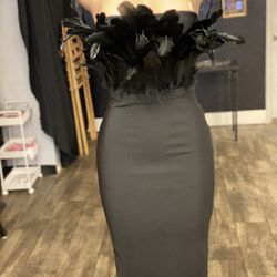 Feather Dress/ Black / Special Occasion 
