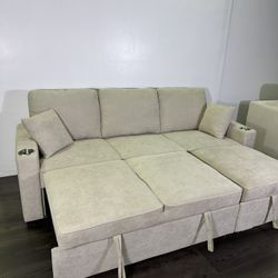 🤍Smart Sofa Bed Sleeper Couch With Convertible Chaise Bed For Movie Night Or Sleeping 