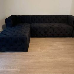 Black Upholstered L Shape Sectional Sofa