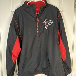 Atlanta Falcons NFL Reversible Jacket Red Black Vintage Fleece Rain Water Proof Quarter Zip Size M/L
