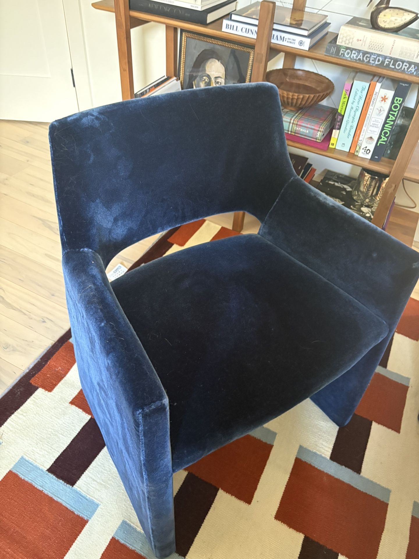 Foley Faux Mohair Navy Dining Armchair
