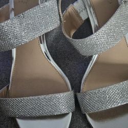 7.5 Jewel By Bagley Miscka Silver Wedge Shoe