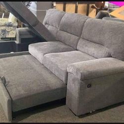 💥Best Seller 💥Free Delivery**Brand New**Chenille Sleeper Sectional with Storage Chaise👍in Stock 💧$49 Down/GetNowPayLater 
